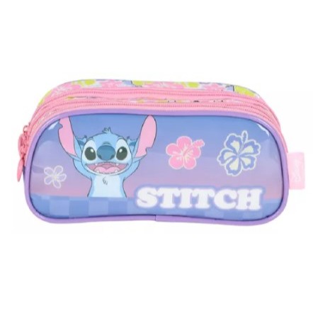 ESTOJO ESCOLAR STITCH 3 DIVISÓRIAS VIOLETA / LUXCEL / MATERIAL ESCOLAR