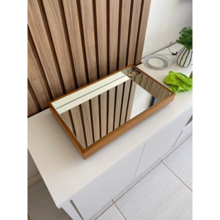 Bandeja Decorativa Espelhada Amadeirada Flutuante 50x30 em Oferta na Shopee