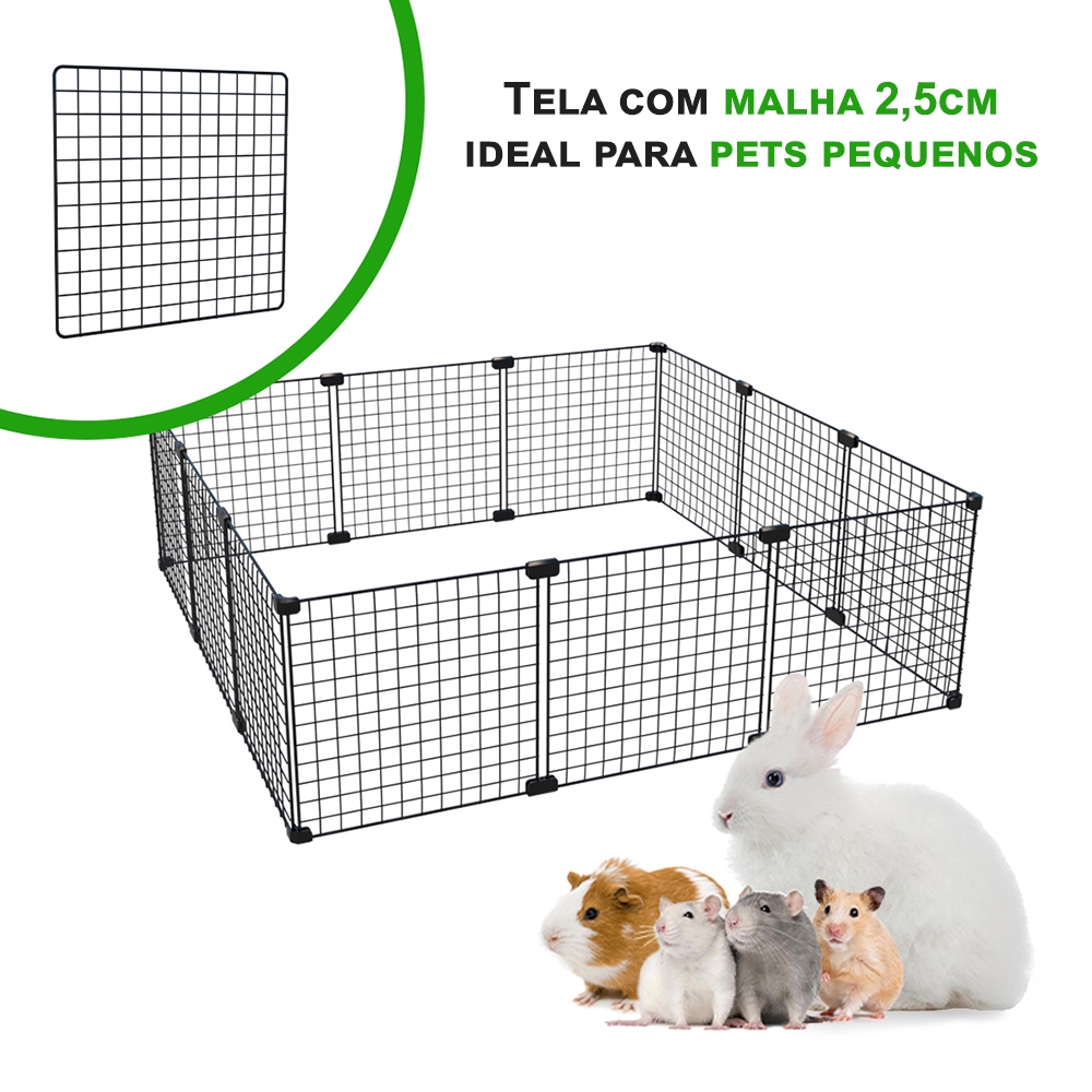 Cercado Porquinho da Índia 90x90 Malha 2,5cm Ideal para Hamster Chinchila Twister Gaiola para Roedores