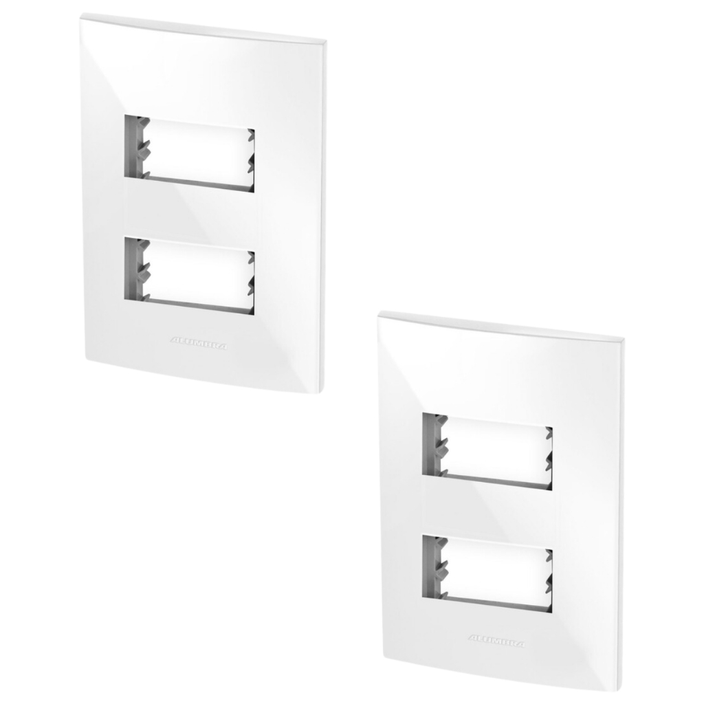 Kit c/ 2 Placas Espelho de Luz Alumbra Inova Pro Branco 4x2 2 Módulos Separados  85001
