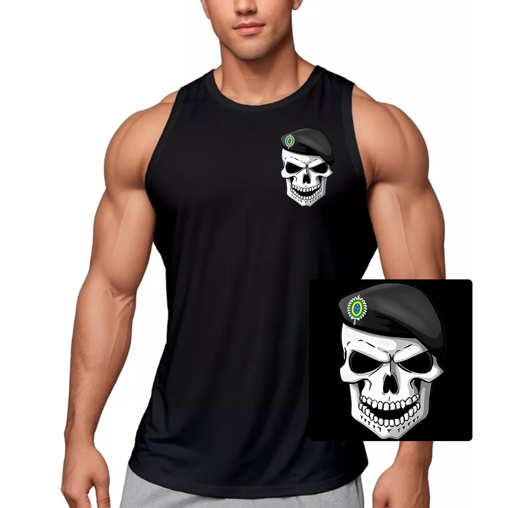 Camiseta Dry Fit Original Masculina Caveira Força Militar Muscle Fit