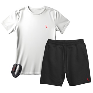 Kit infantil camiseta + short moletinho reserva + relógio digital em Oferta na Shopee