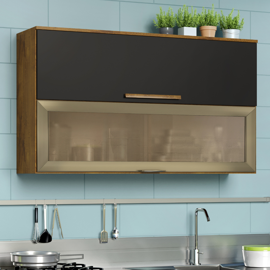 Armário De Cozinha C/ Vidro 2 Portas 1,20m - Home & Living