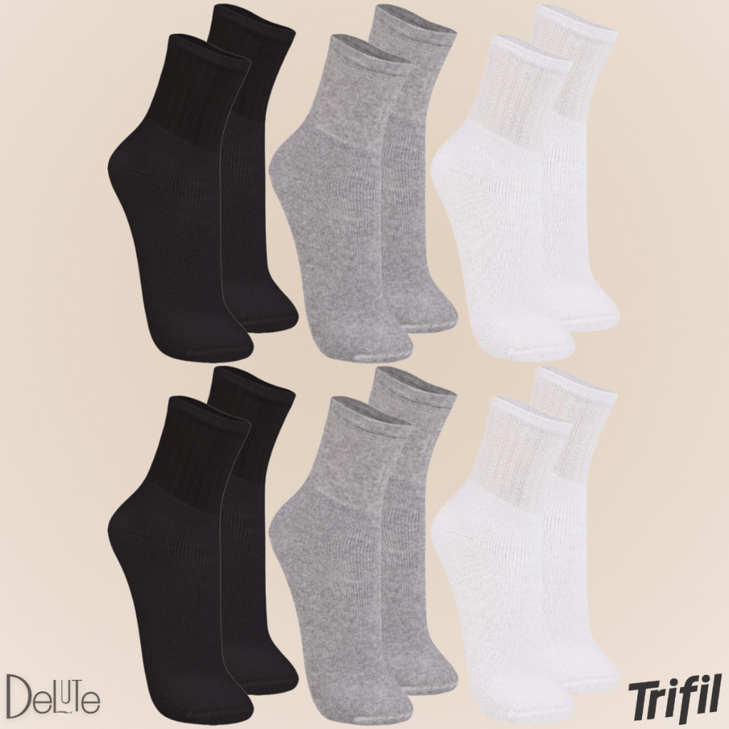 Kit com 6 Pares de Meias Trifil Sport Modelo Cano Médio Lisa Básica Esportiva Calcanhar Verdadeiro - Women Clothes