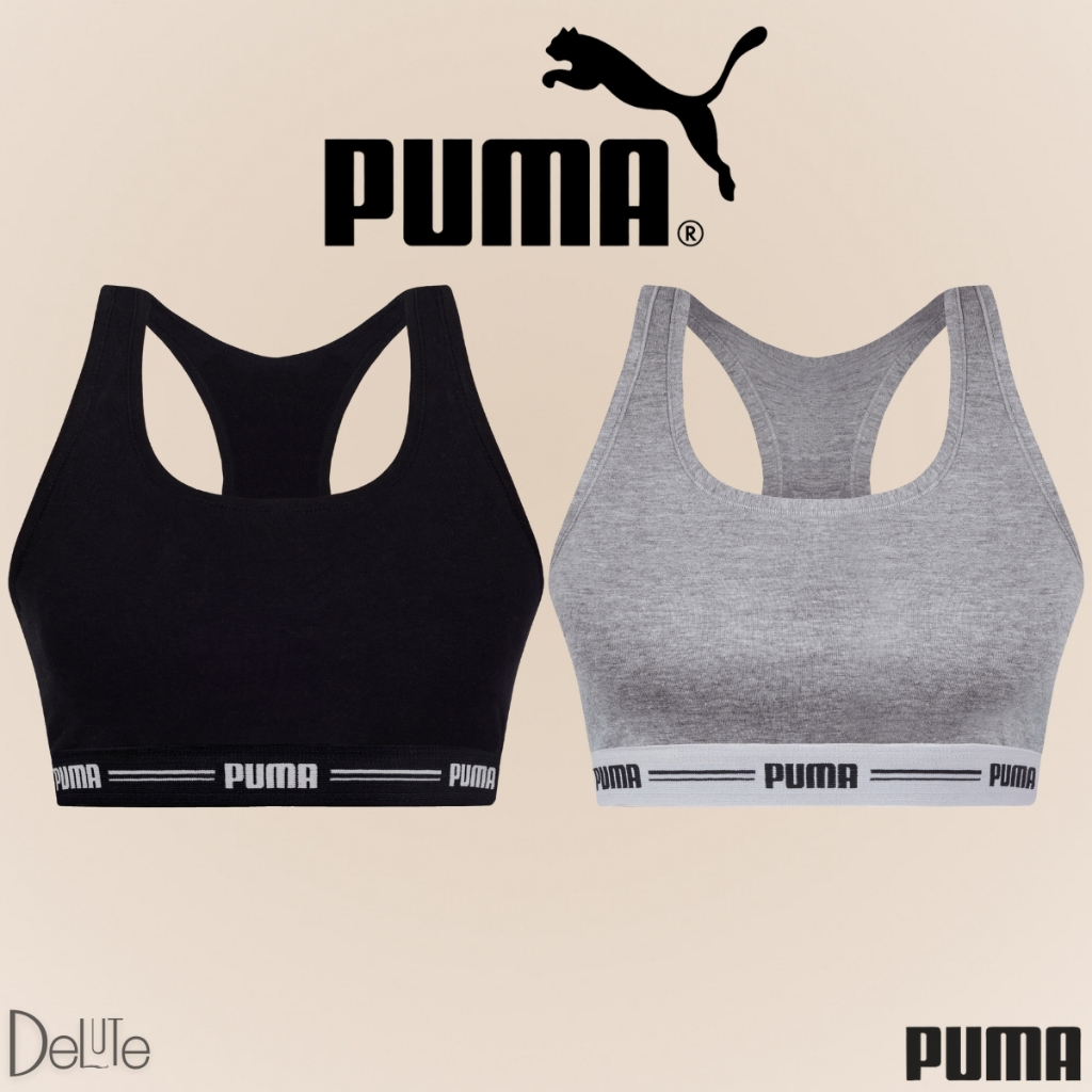Top Puma Modelo Nadador sem Bojo e Sem Aro de Alta Sustentação com Alça Larga Fixa Fitness...