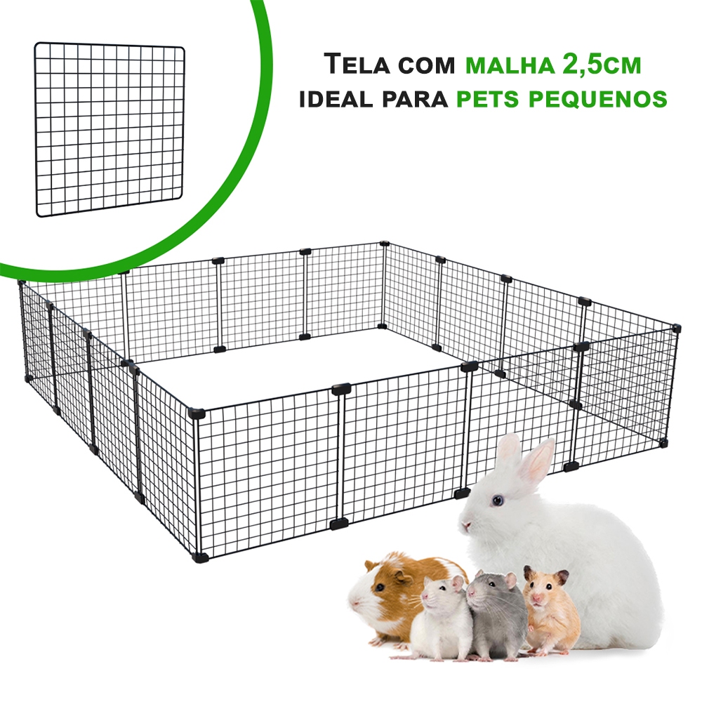 Cercado Porquinho da Índia 120x120 Malha 2,5cm Ideal para Hamster Chinchila Twister Gaiola para Roedores