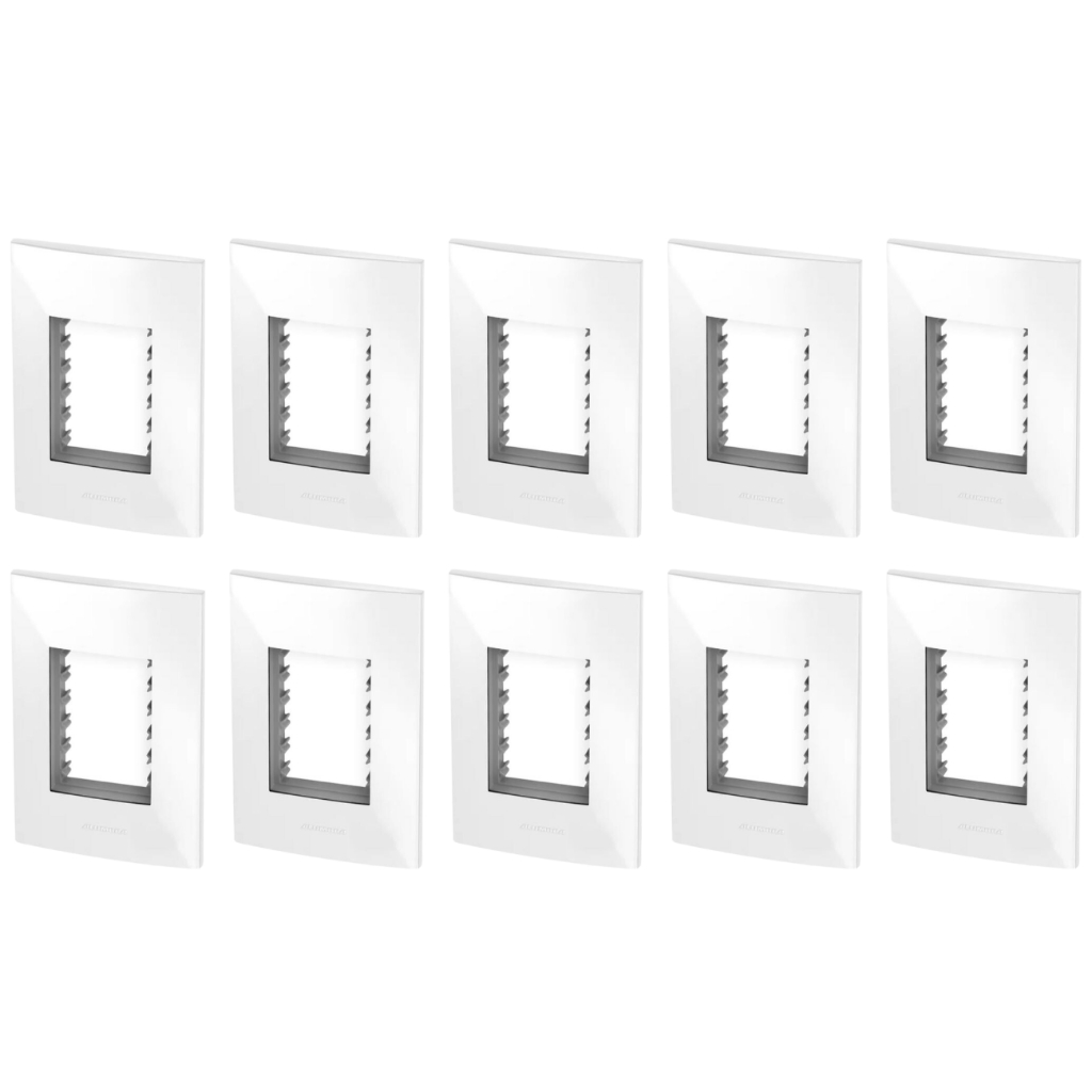 Kit c/ 10 Placas Espelho de Luz Alumbra Inova Branco 4x2 3 Módulos 85002