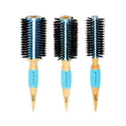 Kit 3 Escovas Profissionais Thermal Metallic Pro Wood Azul Madeira