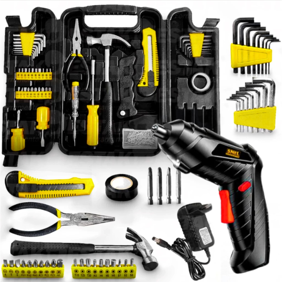 Parafusadeira Furadeira 4,8v Sem Fio A Bateria Com Kit 200 Peças Ferramentas
