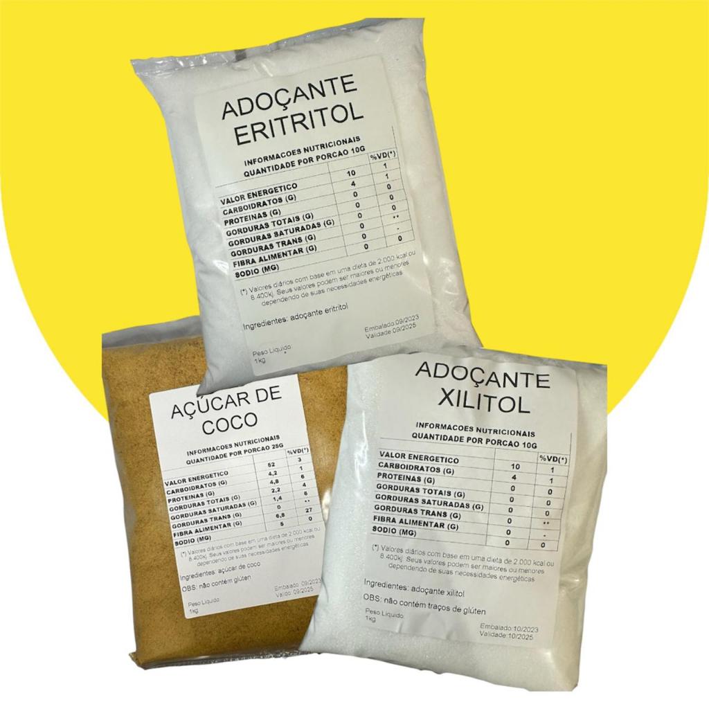 Kit Açúcar de Coco + Xilitol+ Eritritol (1kg de cada)