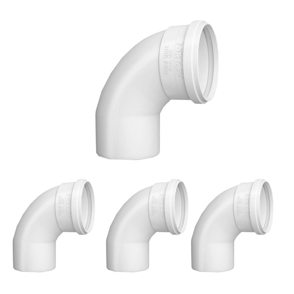 Pacote 10 unid Curva PVC 90° Curta para Tubo Esgoto 75mm Fortlev