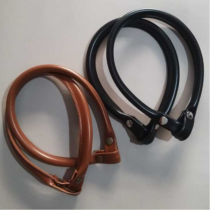 Par de Alça Banana em Couro Sintético com Botão de Pressão