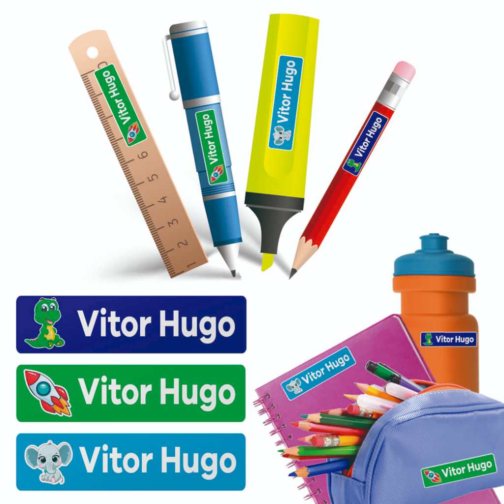 Etiqueta Adesiva Escolar infantil para Materiais Escolares 180 unid. em Oferta na Shopee