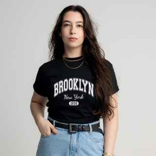 T-Shirt Feminina Brooklyn 100% Algodão Blusa Estampada Envio Imediato