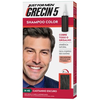 Grecin 5 Shampoo Tonalizante Castanho Escuro H-45 60ml - Cobre os cabelos grisalhos em 5 minutos. em Oferta na Shopee