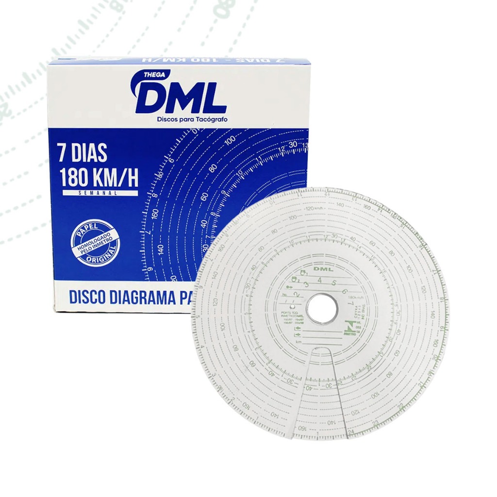 Disco Diagrama Tacógrafo Semanal 10 Un 180km 7 Dias 20x20 DML Garantia Inmetro Alta Resistência
