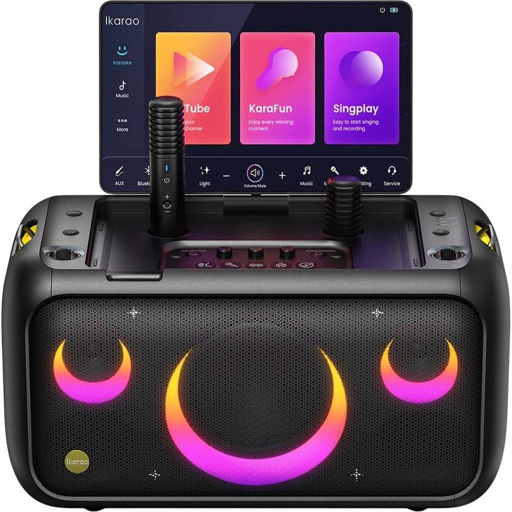 Caixa de som Karaokê JOOG X1 800W Tela 13,1" 2x Microfones sem fio - Audio