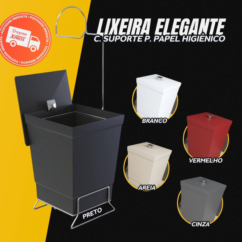 Lixeira Banheiro Com Suporte Papel Higiênico Cesto