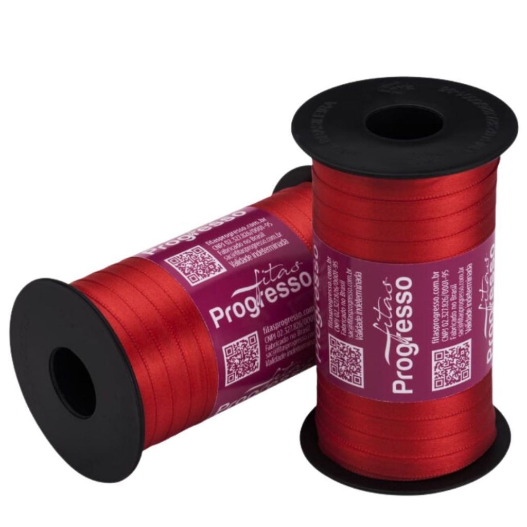 1~4 Fita de Cetim Vermelho Tomate 100 Metros 7Mm - Cód-1354 - Stationery