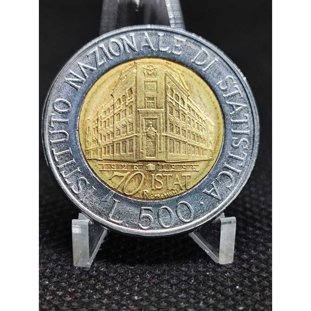 Moeda Itália 500 Liras Instituto Nacional de estatística Bimetálica