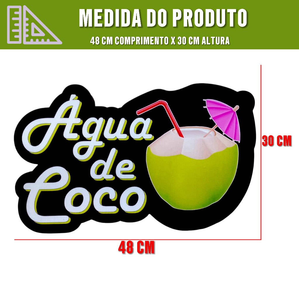 Placa Propagando De Parede Luminosa ÁGUA de Coco MDF