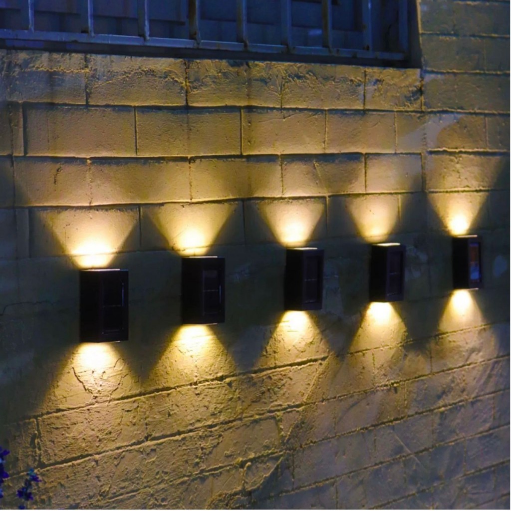 Kit 8 Luminária De Parede Led Arandela Solar com 2 Focos Externa À Prova D'Água
