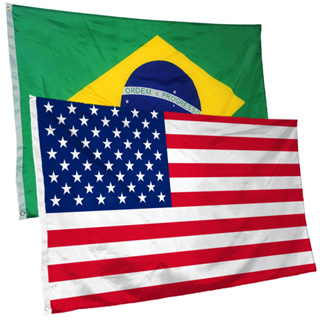 Bandeira dos Estados Unidos + do Brasil 145cm x 90cm da Marca Suarez Bandeiras - Cores Nítidas ilhós em Oferta na Shopee