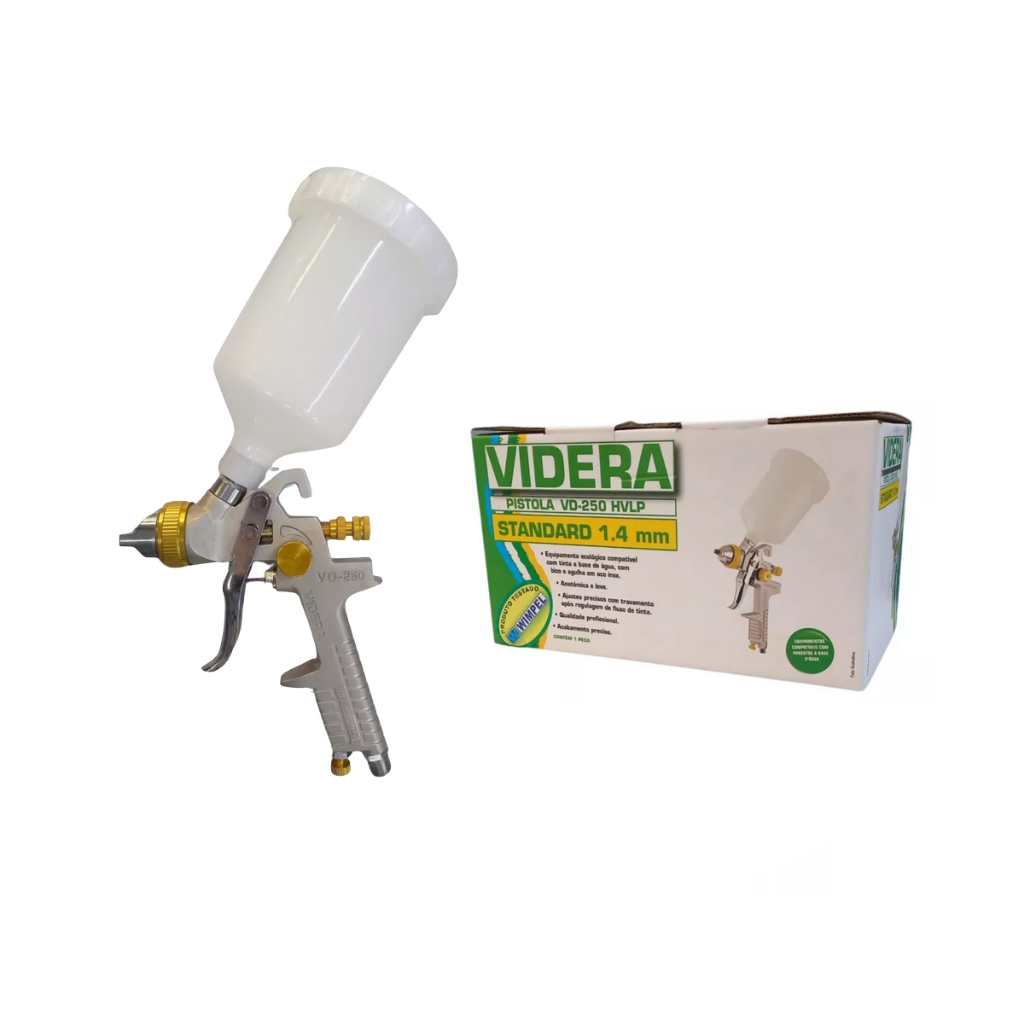 Pistola de Pintura Profissional HVLP Bico 1.4mm 600ml Wimpel