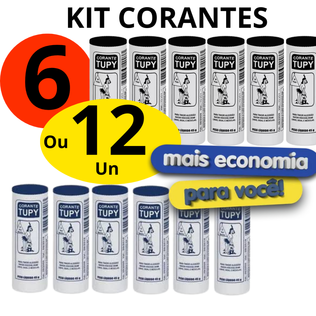 KIT Corante para Tingir Tecidos Roupa (tintol) Tupy em Oferta na Shopee