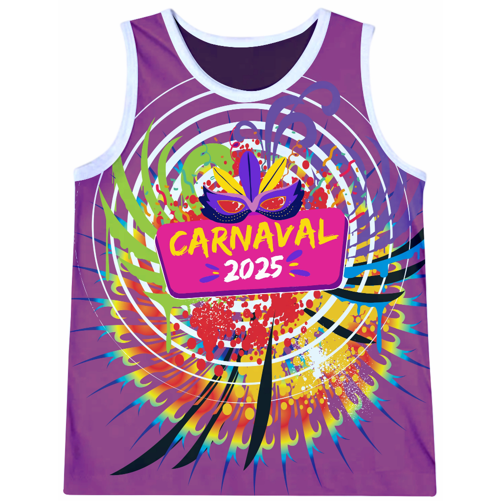 Camisa sem manga Abadá Carnaval Roxa Poliéster