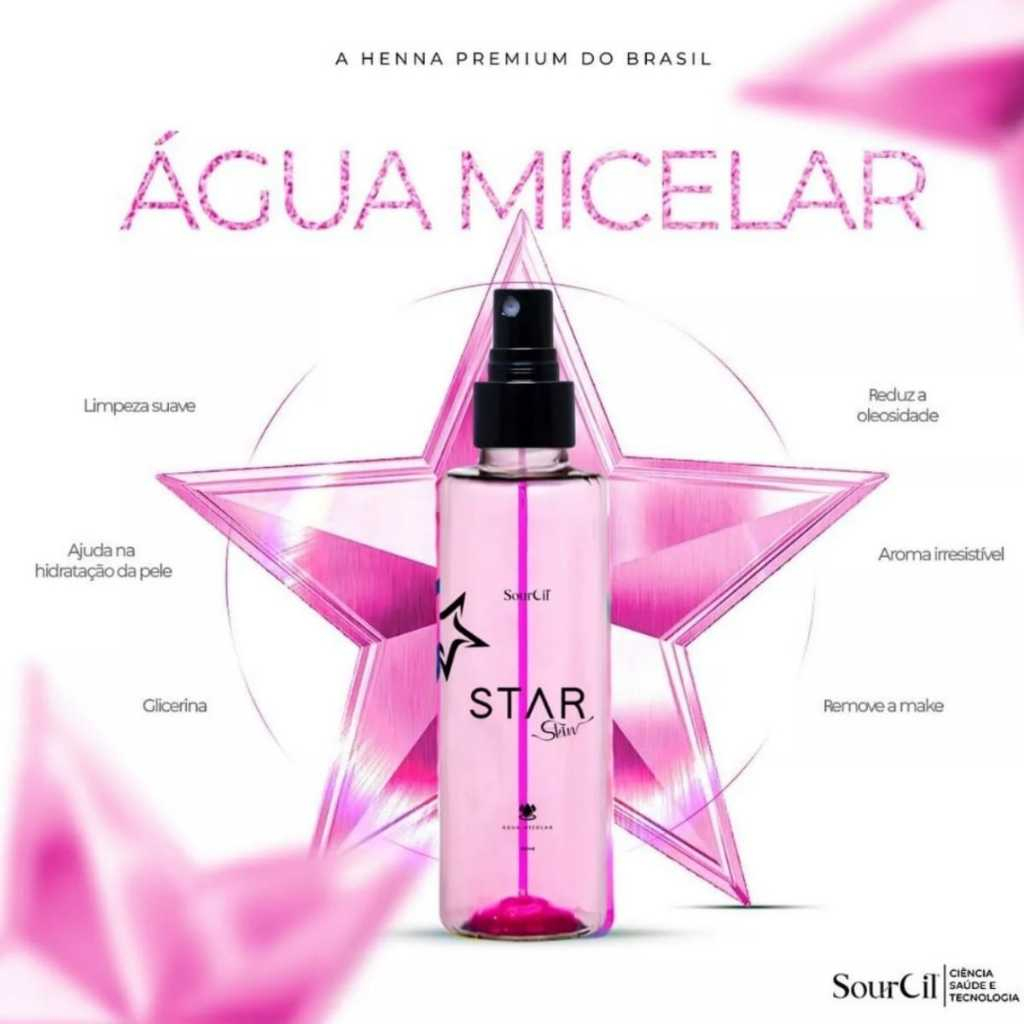 Aguá Micelar ou Tônico Facial Star Skin 200ml Sourcil - Escolha