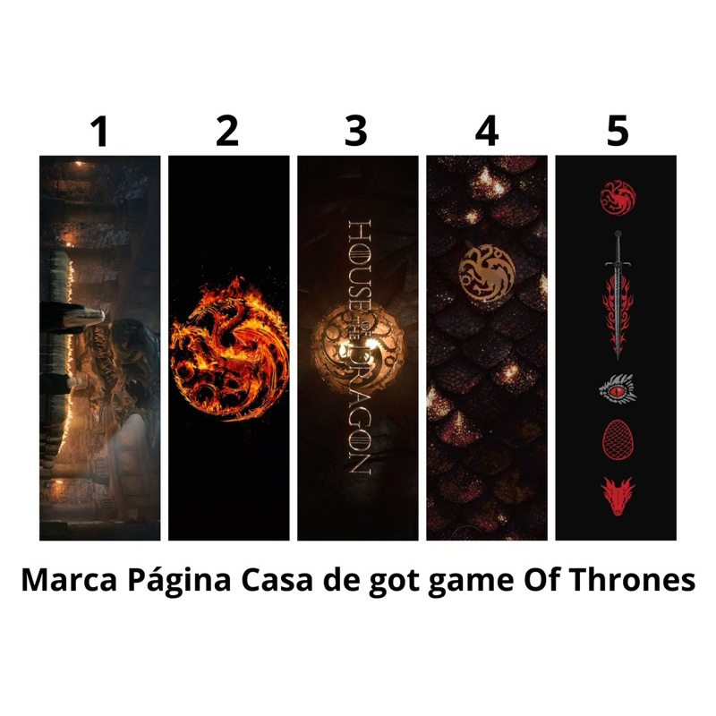 Marcador de páginas House of the Dragon Casa de Got Game of Thrones (com ou sem Tassel) plastificado 16 cm