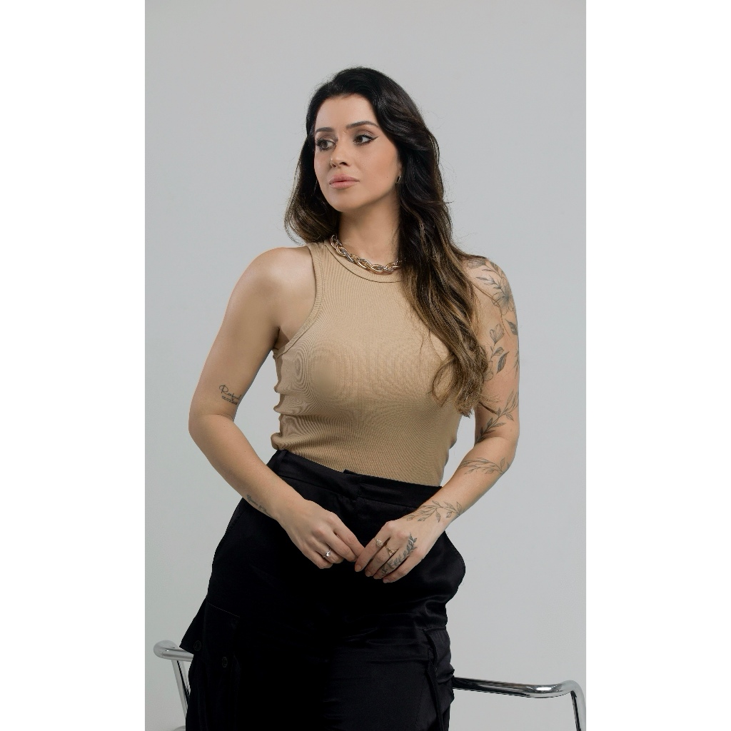 Regata Básica, Regata Canelada, Blusinha Canelada, Regata Nadadora, Regata Básica Algodão em Oferta na Shopee