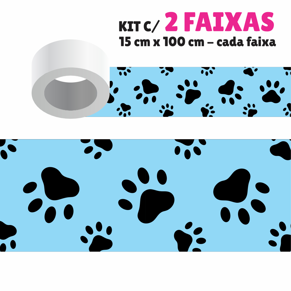 Faixa Decorativa - Kit com 2 Faixas Papel de Parede Border Faixa Adesiva Decoração - PATINHAS CACHORRO 2012