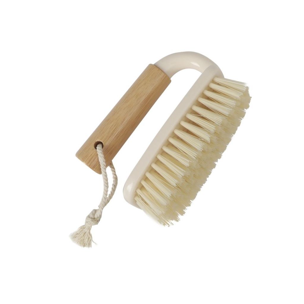 Escova De Limpeza Multiuso Com Cabo De Bambu Off White em Oferta na Shopee