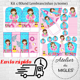 Kit c/80und lembrancinhas TEMA POOL PARTY (sem nome) - Envio rápido!!! em Oferta na Shopee