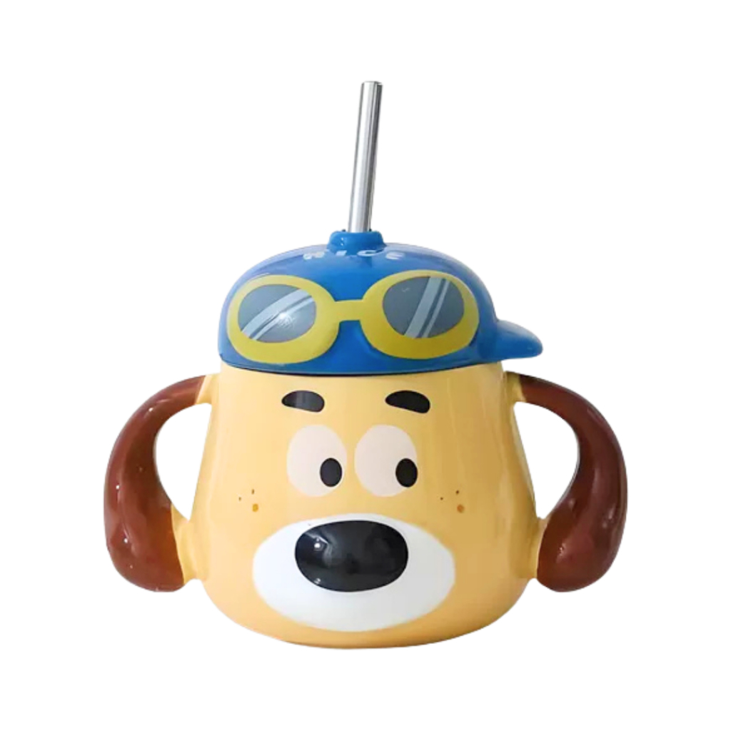 Caneca De Cerâmica 500ml Com Canudo Inox E Tampa Lila Home