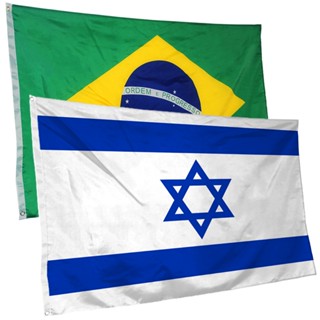 Bandeira de Israel + do Brasil 145cm x 90cm da Marca Minha Bandeira - Dupla Face em Oferta na Shopee