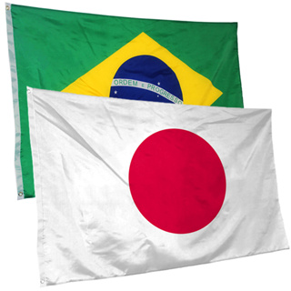 Bandeira do Japão + do Brasil 145cm x 90cm da Marca Suarez Bandeiras - Cores Nítidas Com ilhós em Oferta na Shopee