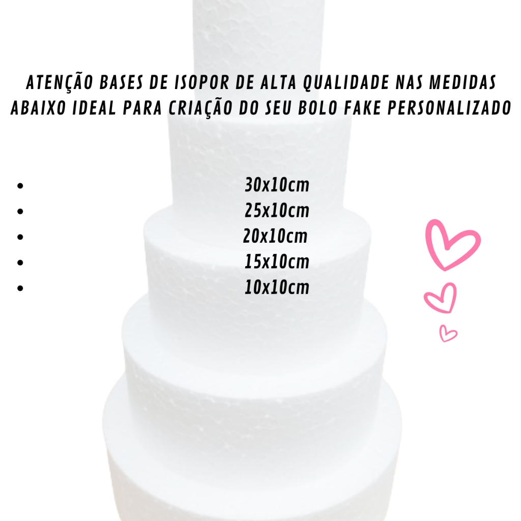 Base De Isopor Para Bolo Fake Cenográfico 5 Andar Maquete Com 30cm 25cm 20cm 15cm 10cm — imagem 2 de 2