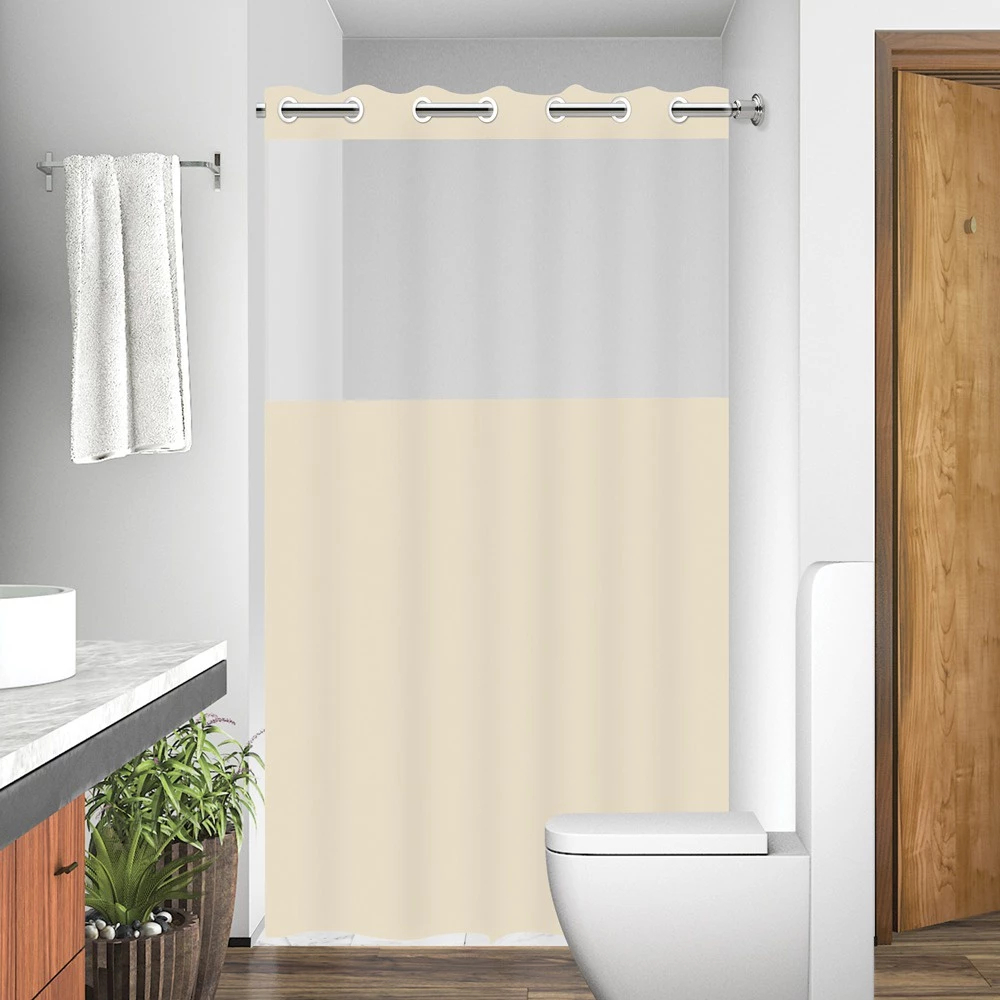 Cortina Box Banheiro Chuveiro c/Visor Transparente c/ Ilhós Antimofo Impermeável Plástica 100% PVC