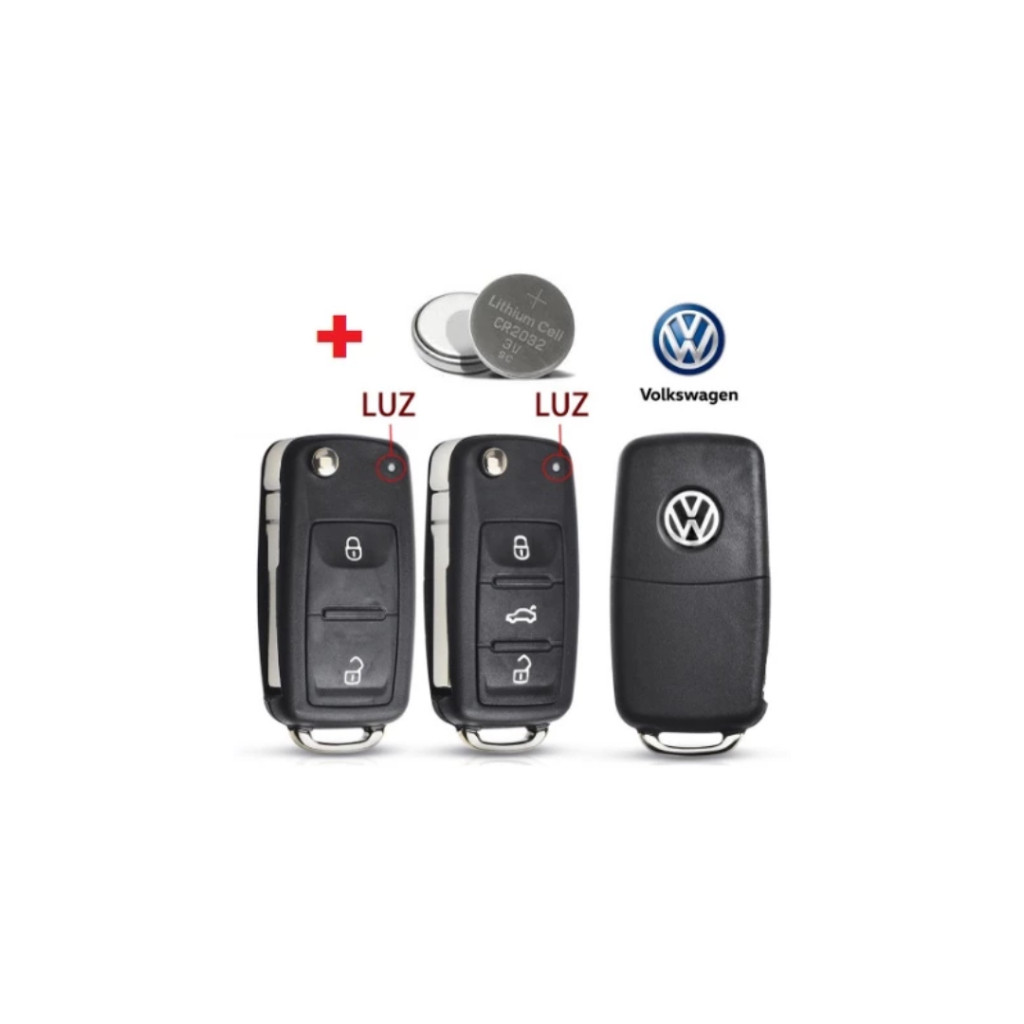 Chave Canivete G6 Vw Gol Fox Voyage Up Fox Fusca Saveiro 3 e 2 Botões + Bateria