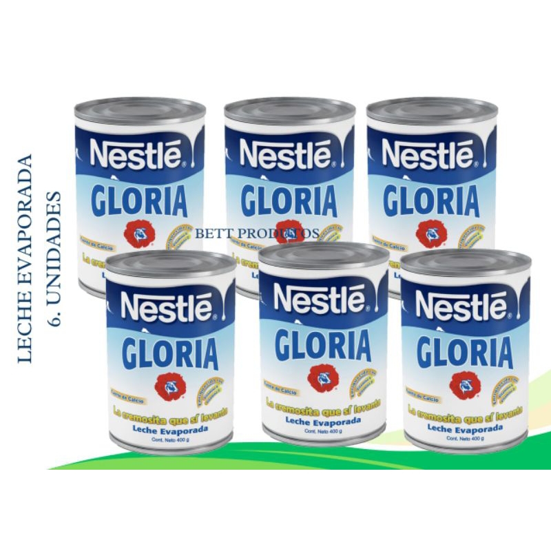 LECHE EVAPORADA NESTLÉ GLÓRIA 6 LATAS  395 gr FAZER CREMES