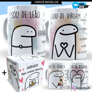 Caneca Personalizada Porcelana Signos Signo Zodíaco Flork Virgem Libra Aquário Peixes Escorpião Tour
