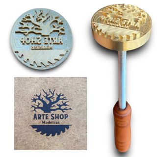 Clichê carimbo personalizado em latão para pão, madeira, couro, hotstamping 5cm x 5cm em Oferta na Shopee