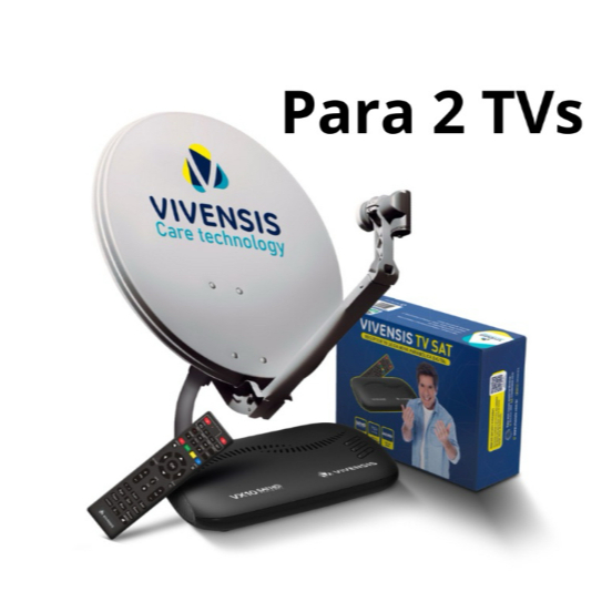 Antena Parabólica Digital Vivensis com Dois Receptores Kit Completo para Duas TVs