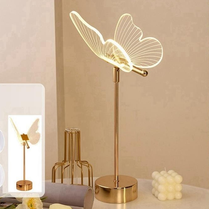 Candeeiro de mesa borboleta, luz noturna nórdica para quarto bivolt 3cors