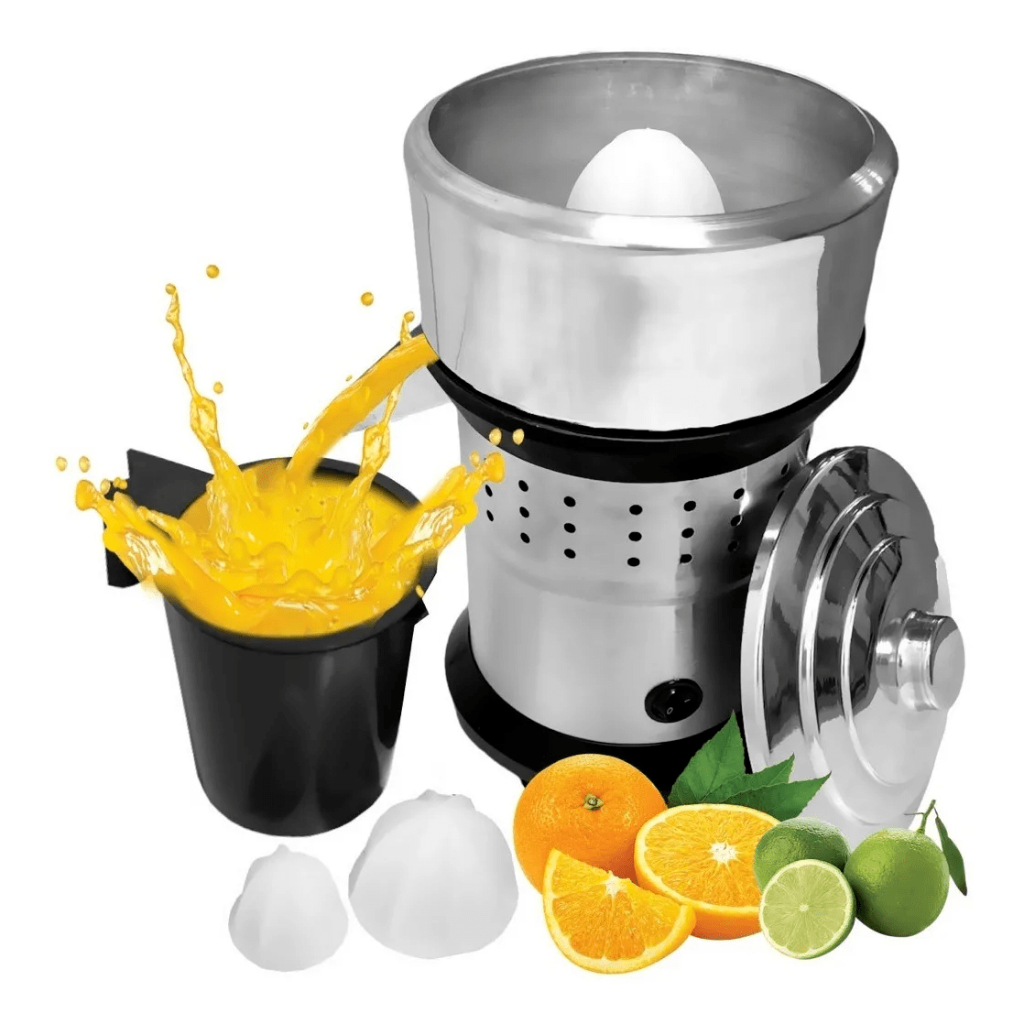Espremedor Industrial Sucos Laranja Limão Extrator Frutas 500w Inox Bivolt Copo 1 Litro