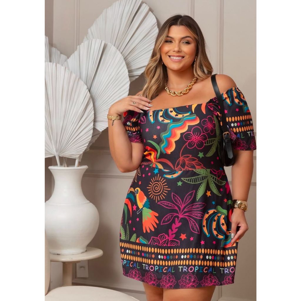 Macaquinho short saia farme Plus Size