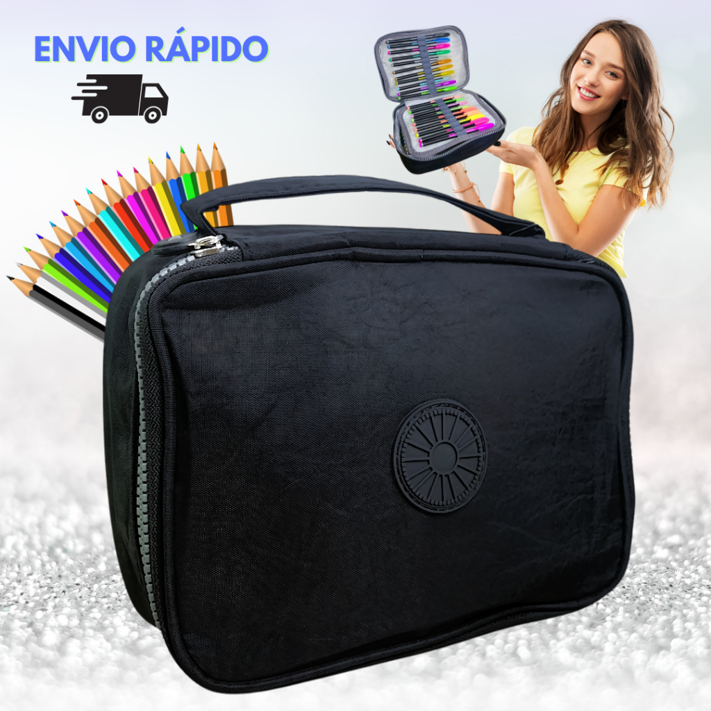 Estojo Box Escolar Infantil Organizador com Divisorias Jumbo de 100 até 120 pens Feminino Masculino em Oferta na Shopee